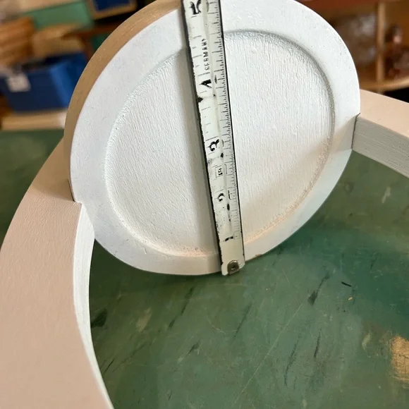 Handmade wood plant hanger vintage atomic retro vertical eye shape boho white - Picture 6 of 8